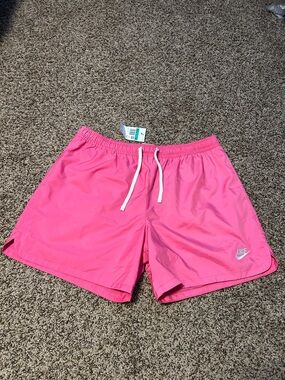 Nike Hot Pink Men’s Shorts with White Drawstring
